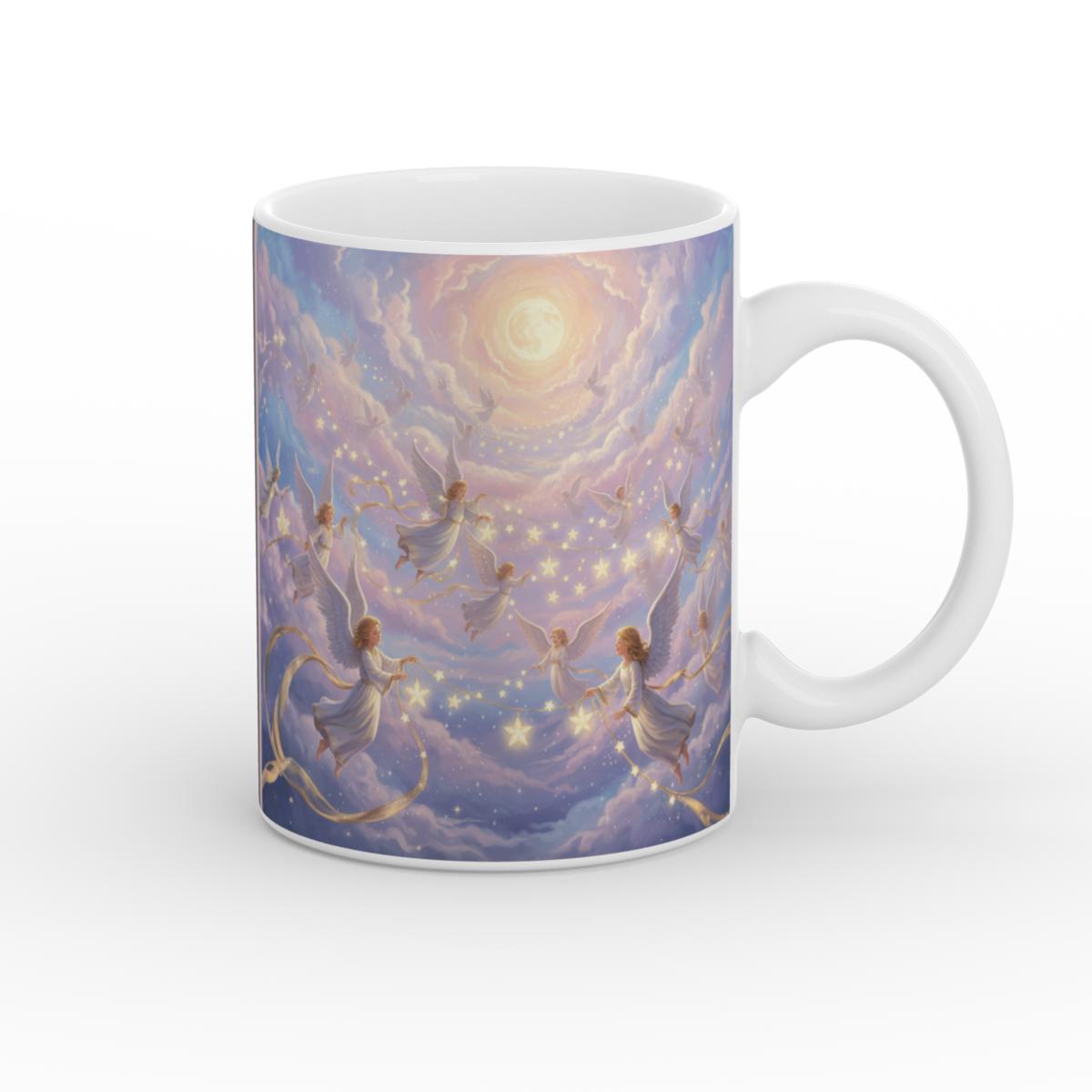Angels Decorating the Stars White Glossy Mug