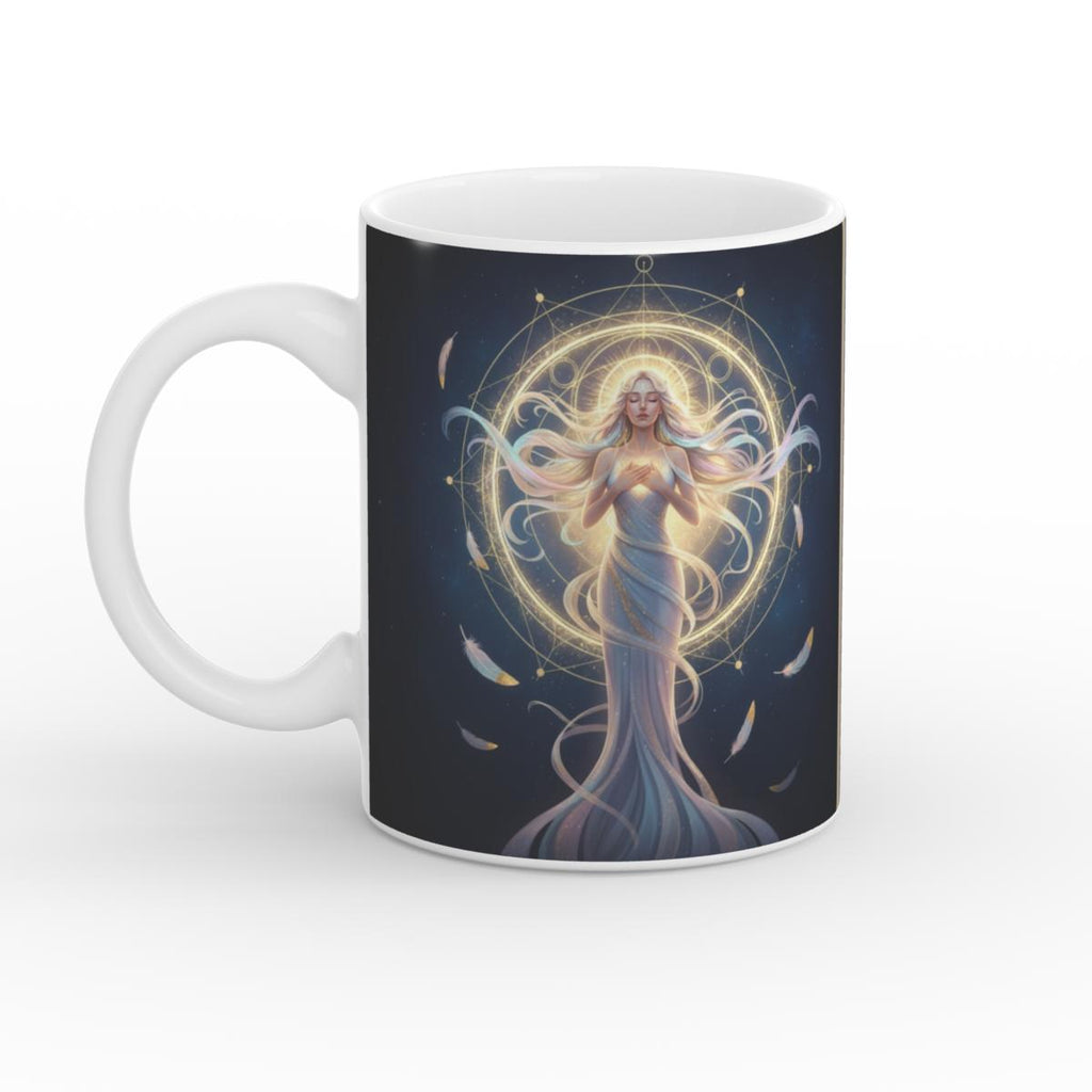 The Aligned Goddess White Glossy Mug