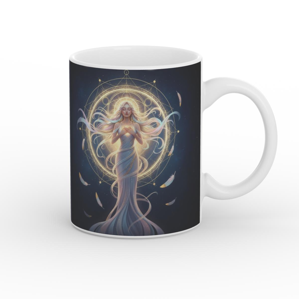 The Aligned Goddess White Glossy Mug